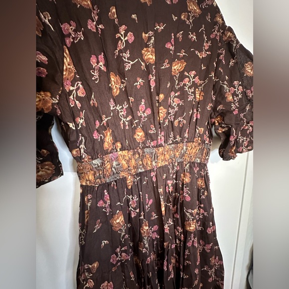 Free People Women’s Lysette Indie Maxi Dress Choco Combo Boho Peasant Size XS - Picture 12 of 16